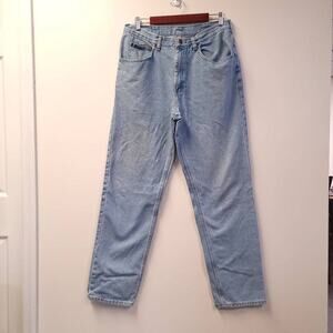 Lee Faded Denim Jeans Tag 36 x 32 Measure 34 x 31.5 Straight Leg Light Blue Wash